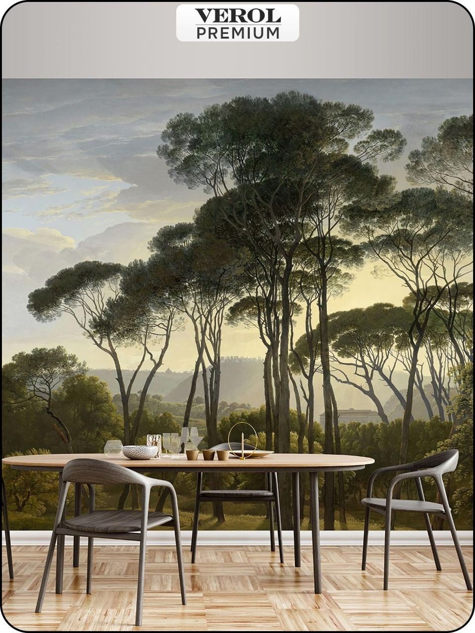 Флизелиновые фотообои "Пейзаж", 100*283 см, зеленый, черный