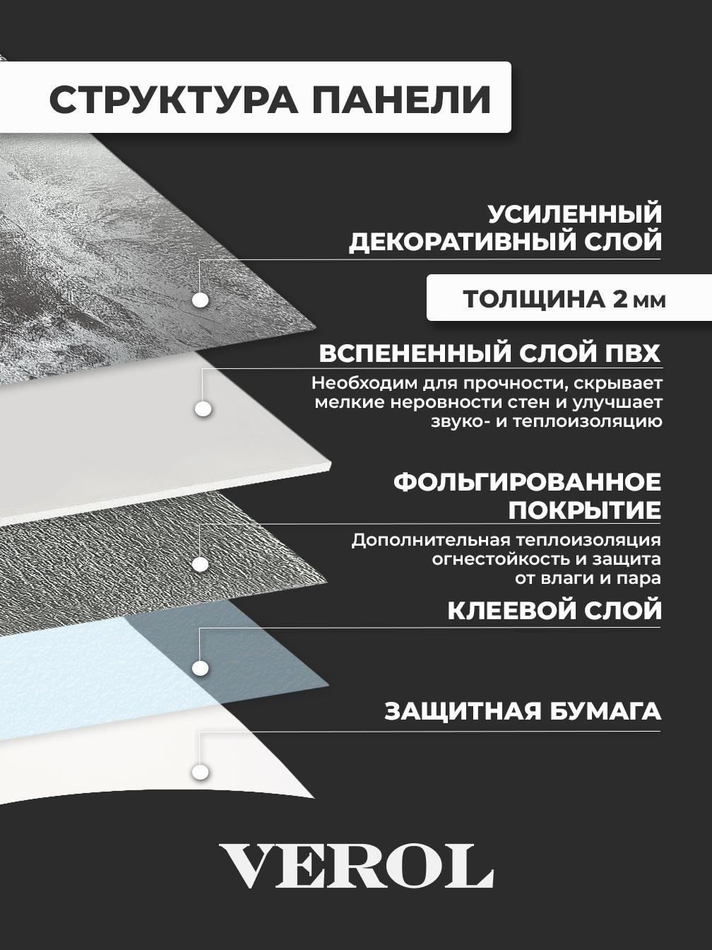 Самоклеящаяся панель "Текстура. Металлик", 30*60 см, 18 шт., темно-серый