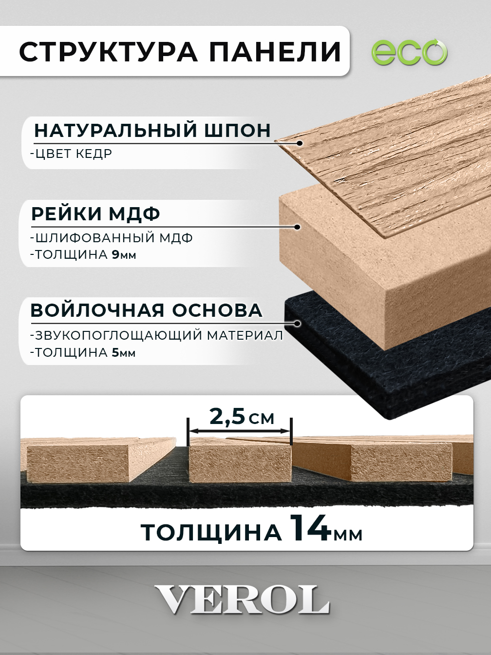 Акустическая панель "Рейки", гибкая, 60*60 см, 4 шт., кедр