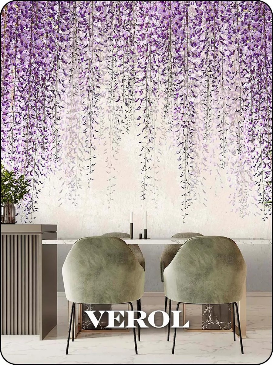 Флизелиновые фотообои "Цветы", 500*283 см, сиреневый