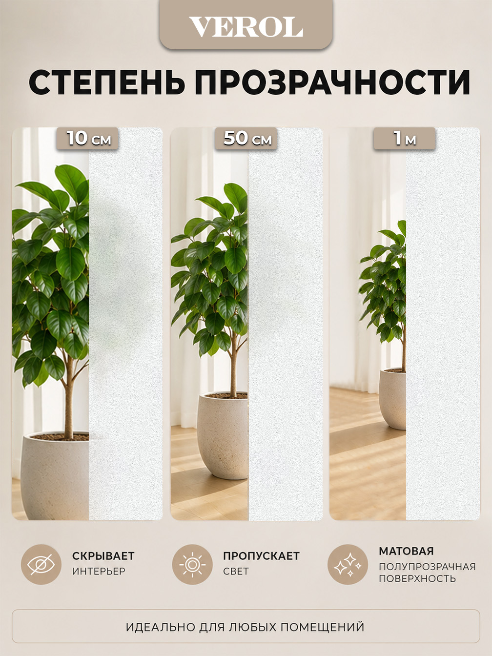 Статическая оконная плёнка "Матовая", 60х300 см